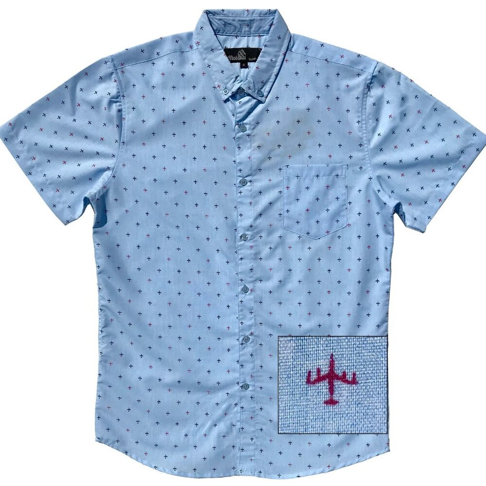 Molokai Mini Airplanes Blue Button Down Shirt